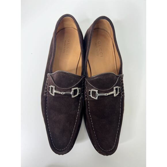 Gucci Brown Suede Horsebit Loafers, Size 9 main image 7